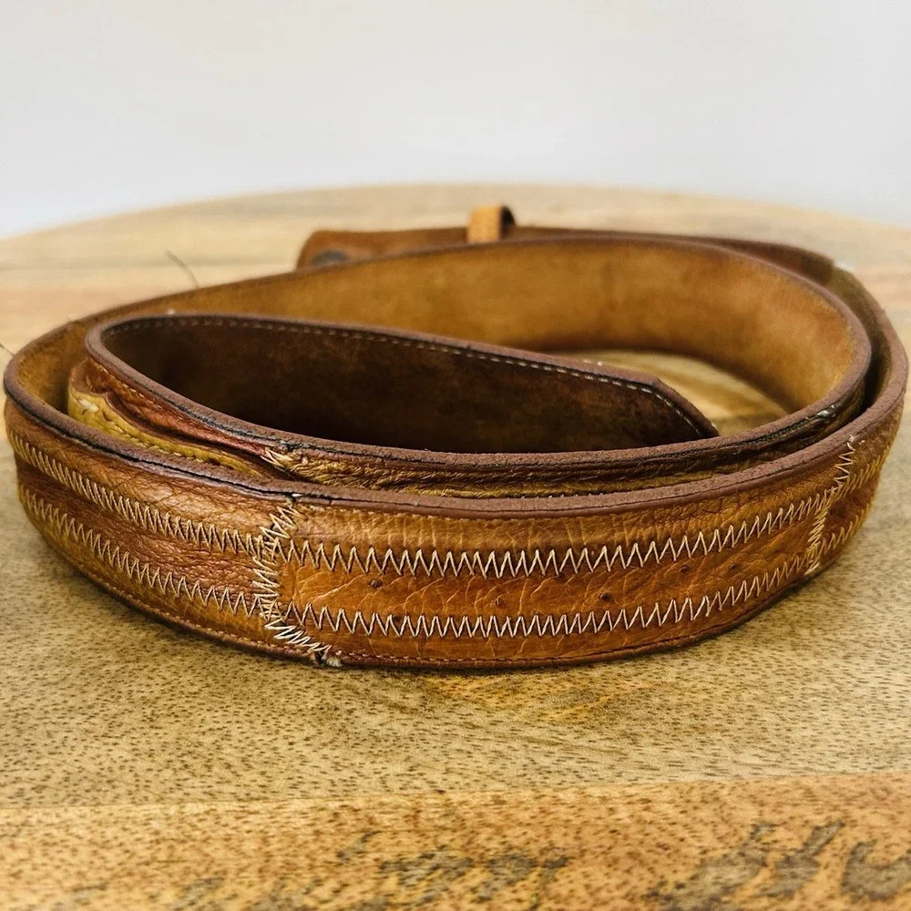 Vintage 1980's Ostrich Ranger Leather Belt 38